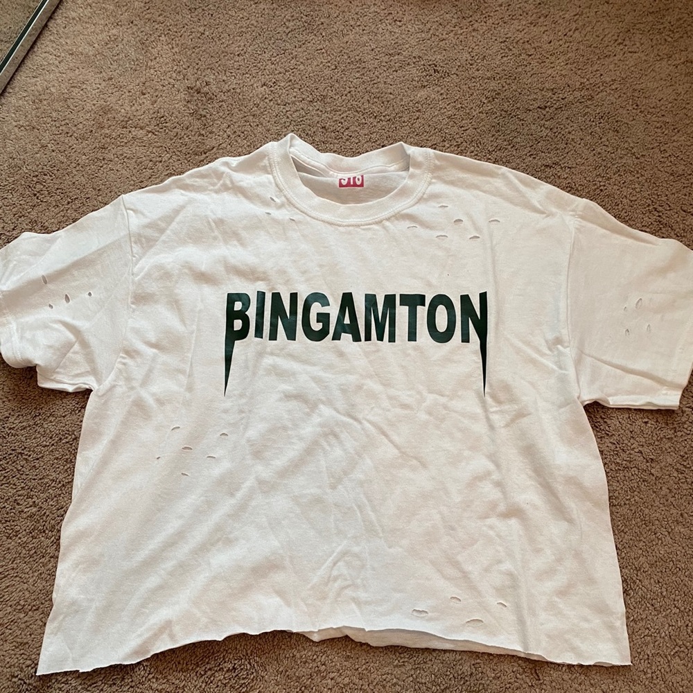 Lightly distressed cropped Bing tshirt